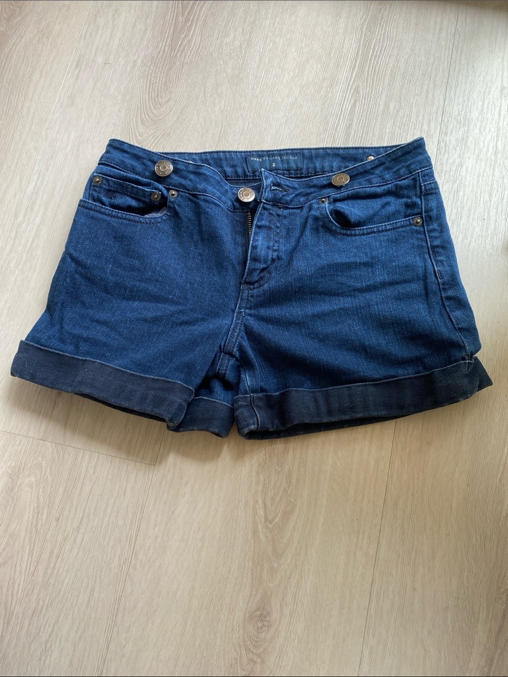Marc By Marc Jacobs Dark Blue Rolled Cuff Denim Shorts